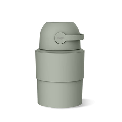 MAGIC - HEKA M Diaper Pail | Odorless &amp; Telescopic | 35 Diaper Capacity | 2nd Life Concept: Converts to Potty Trainer, Kitchen Waste Bin, or Toilet Lid | Free Roll of 15 Bags - Lichen