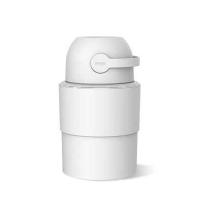 MAGIC - HEKA M Diaper Pail | Odorless &amp; Telescopic | 35 Diaper Capacity | 2nd Life Concept: Converts to Potty Trainer, Kitchen Waste Bin, or Toilet Lid | Free Roll of 15 Bags - White