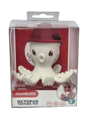 Mombella Ollie Octopus Teether Toy for Babies 5+ Months – Original Design, BPA-Free, Soft Silicone, Perfect for Teething Relief & Sensory Play - Chimney Red