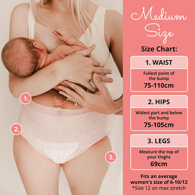 Partum Panties Maternity Disposable Underwear – Medium (AU 6–10/12) / Large (AU 12-18/20) – High-Waisted, Ultra-Soft, Absorbent – 5-Pack – C-Section & Postpartum Support