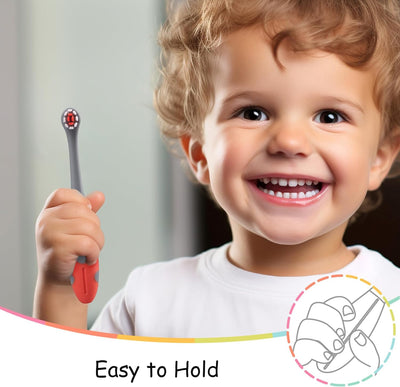 Mombella Ladybug Toddler Toothbrush for 2+ Years – Soft Dupont Bristles, BPA-Free, Silicone Training Toothbrush for Oral Care & Teething Relief, Fun Ladybug Design