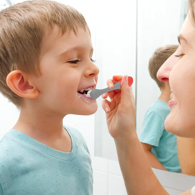 Mombella Ladybug Toddler Toothbrush for 2+ Years – Soft Dupont Bristles, BPA-Free, Silicone Training Toothbrush for Oral Care & Teething Relief, Fun Ladybug Design